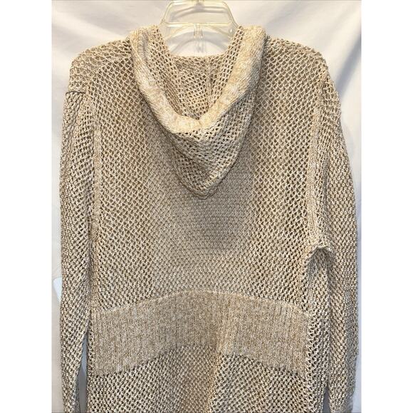 Natural Reflections Size Medium Fishnet Knit Cardigan Duster Oatmeal Boho Coast - Picture 11 of 12